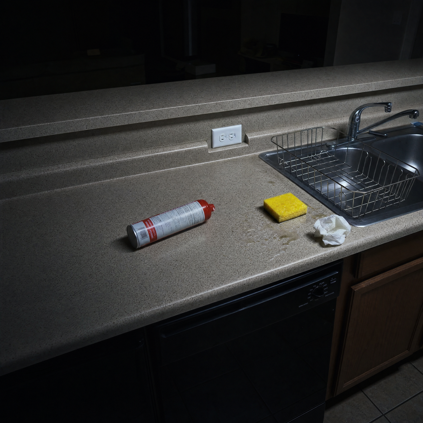 Spray can on kitchen counter