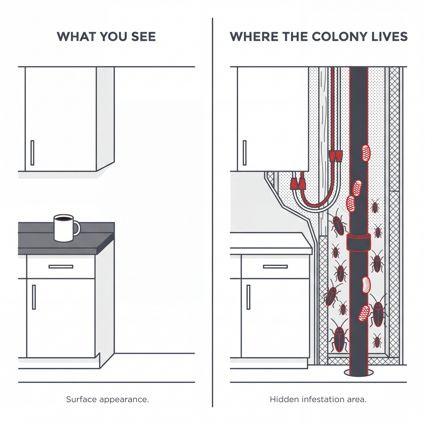 Wall cavity cross-section diagram